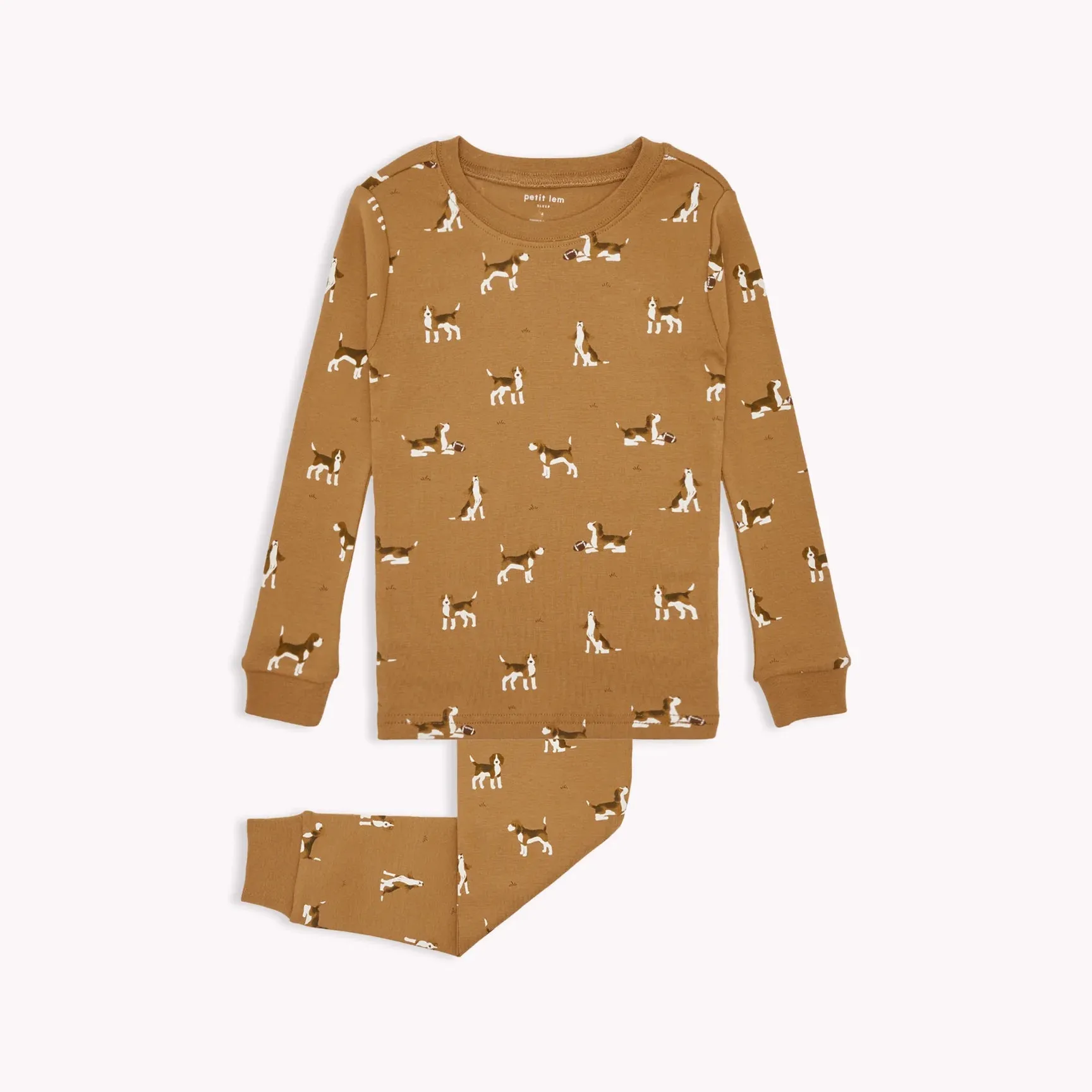 petit lem - Beagle Print on Amber PJ Set