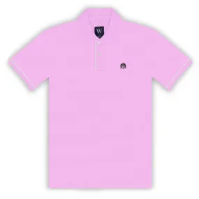 Pink Polo with White Piped Cuff