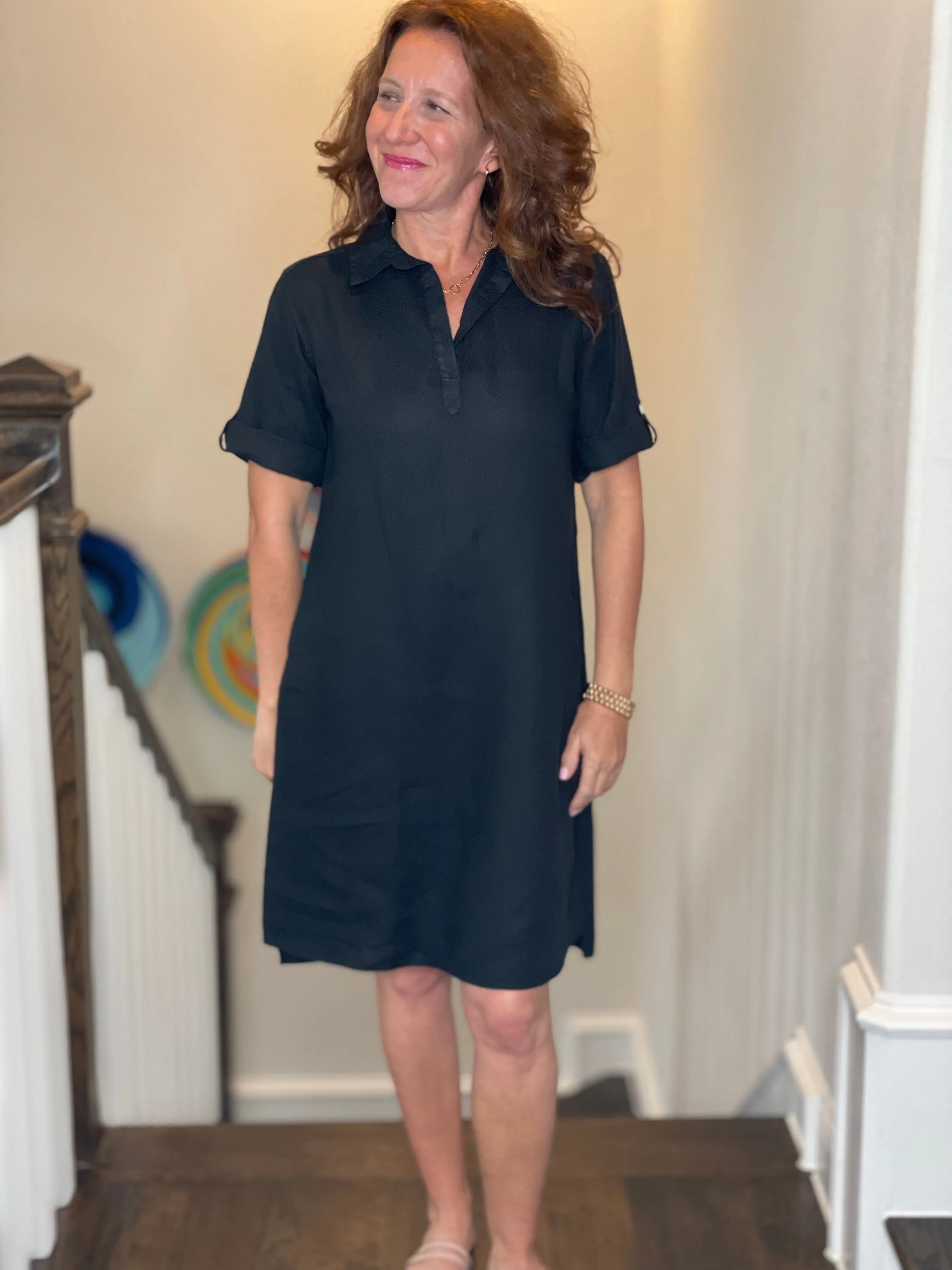 Pure Amici Linen Dress in Black