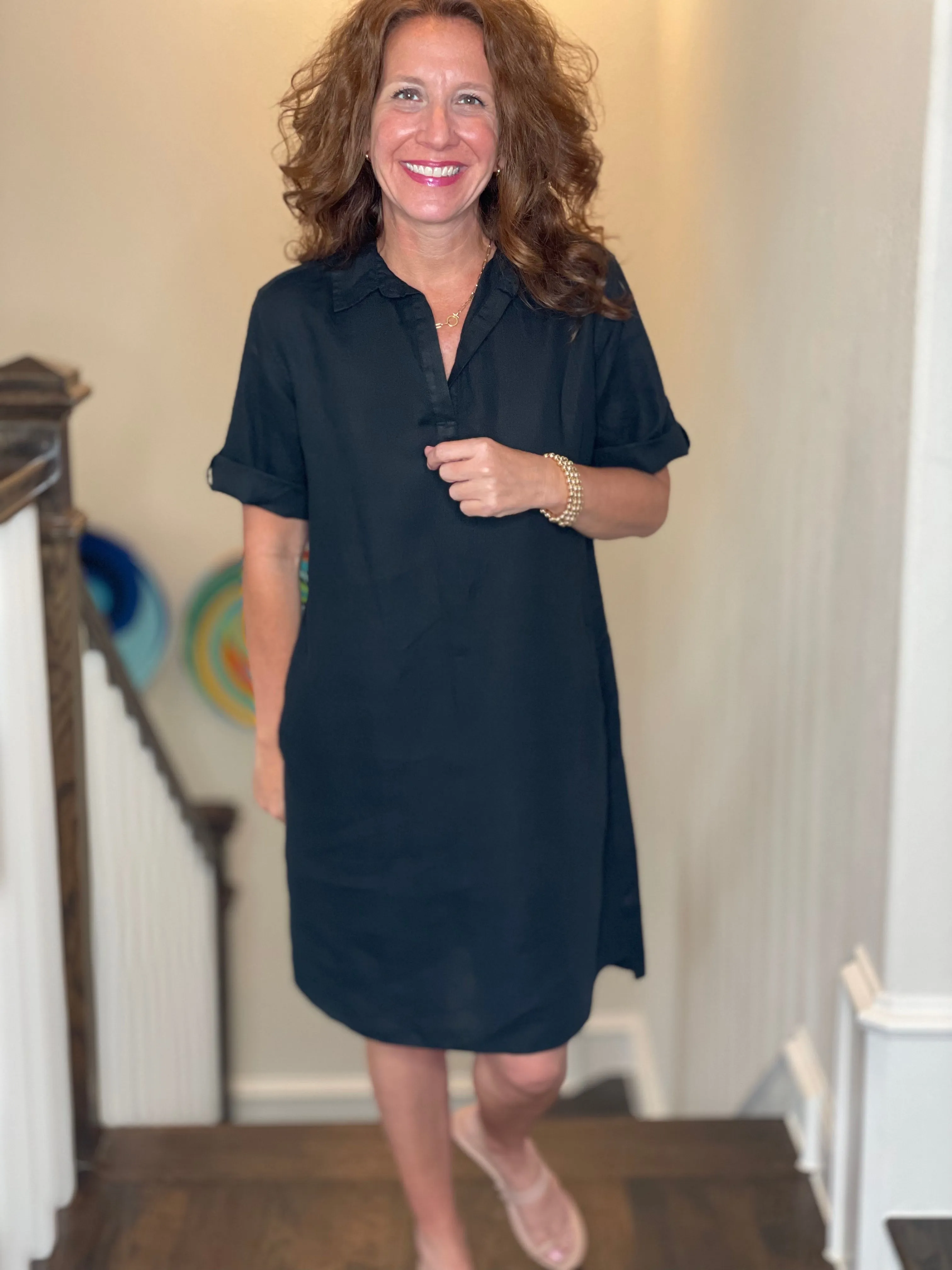 Pure Amici Linen Dress in Black