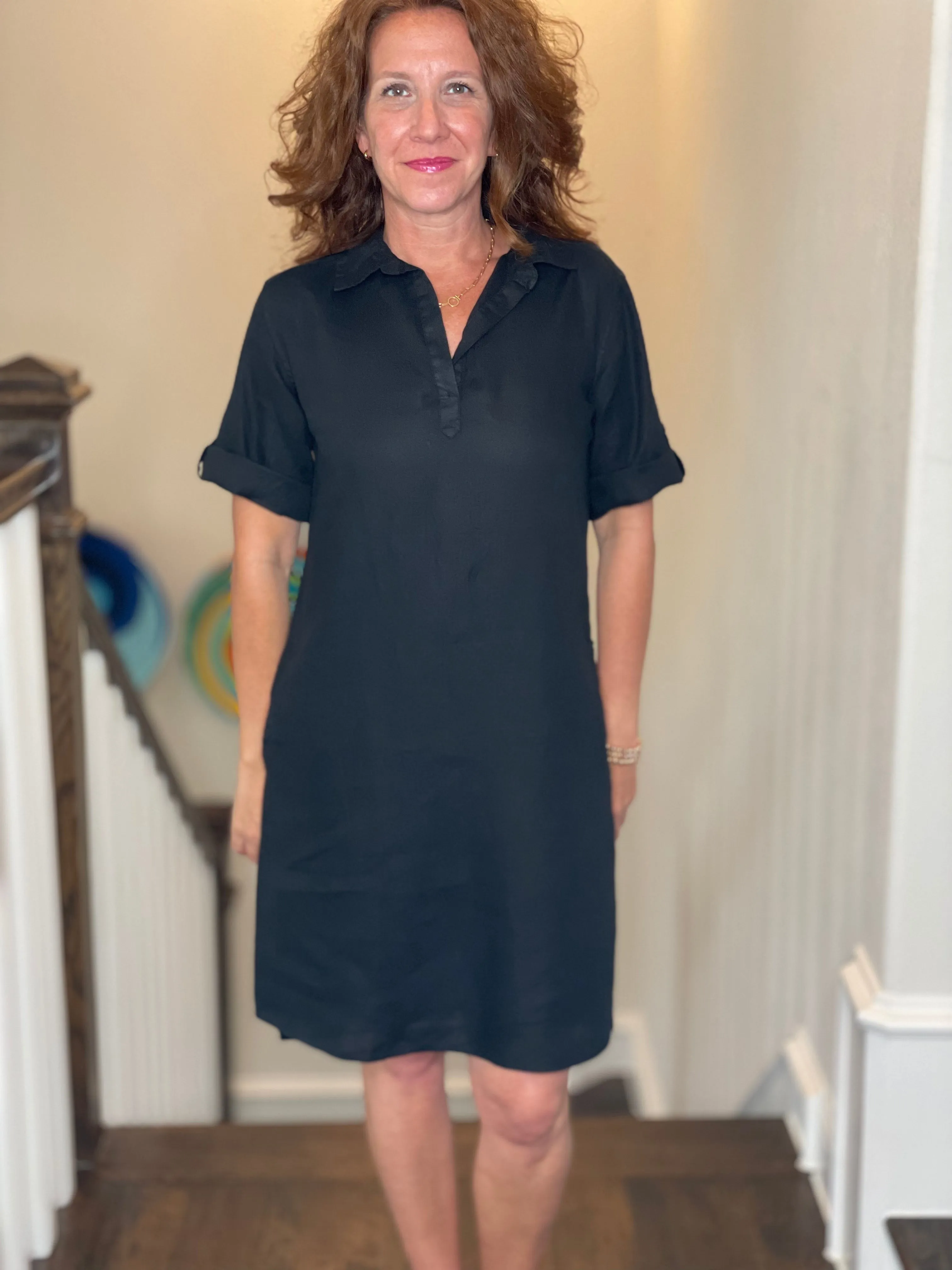 Pure Amici Linen Dress in Black