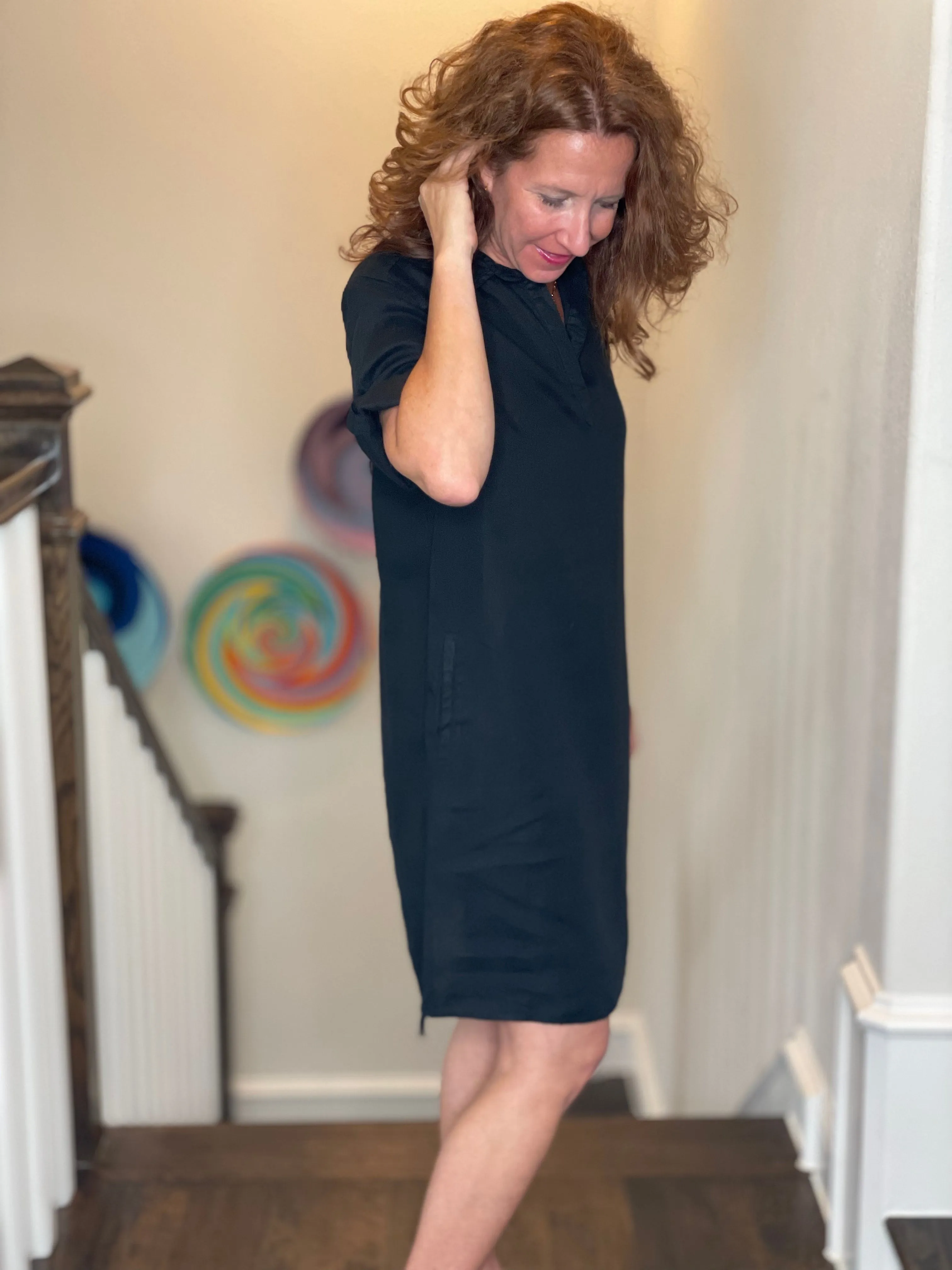 Pure Amici Linen Dress in Black