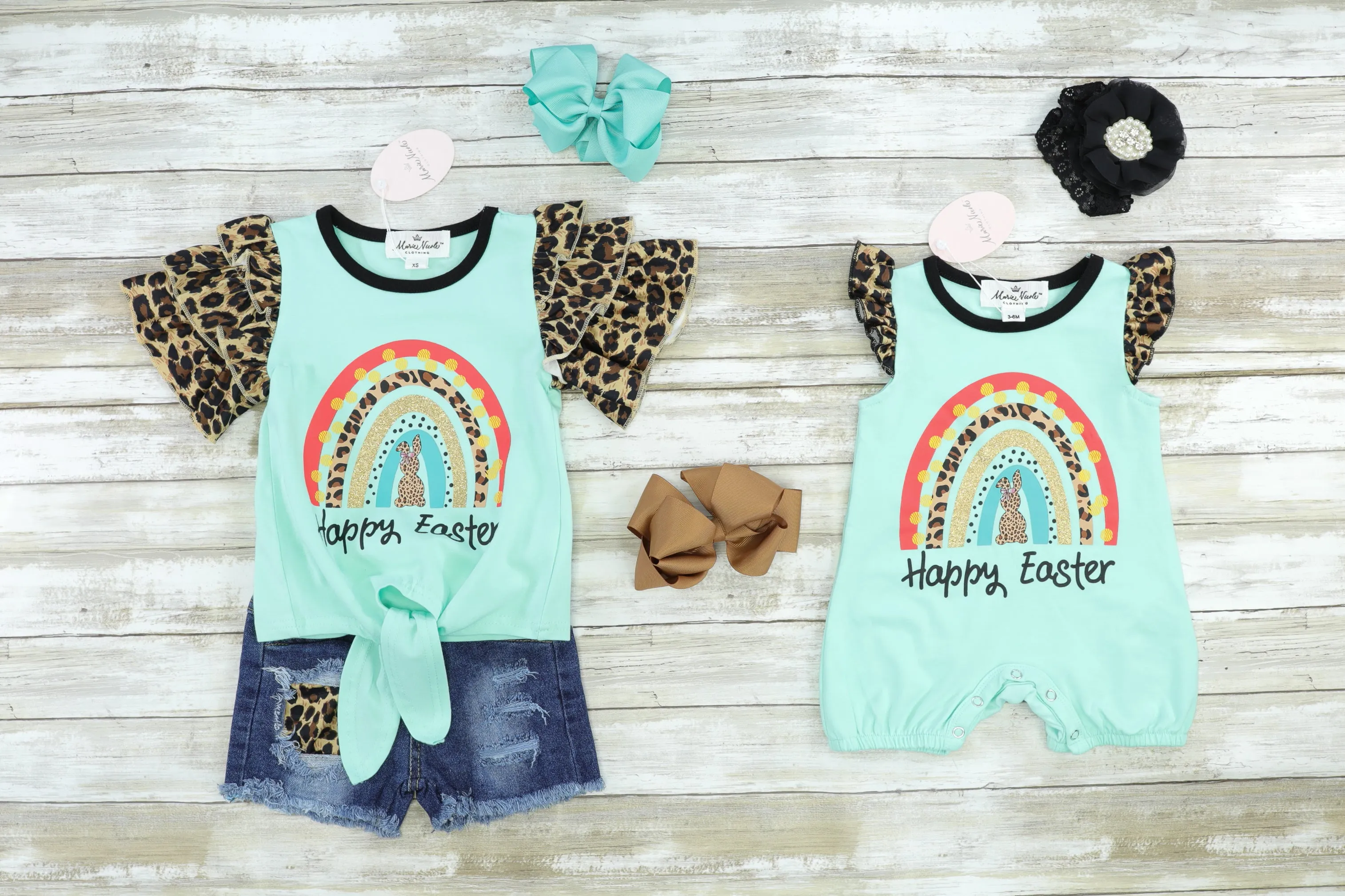 "Happy Easter" Rainbow Bubble Romper