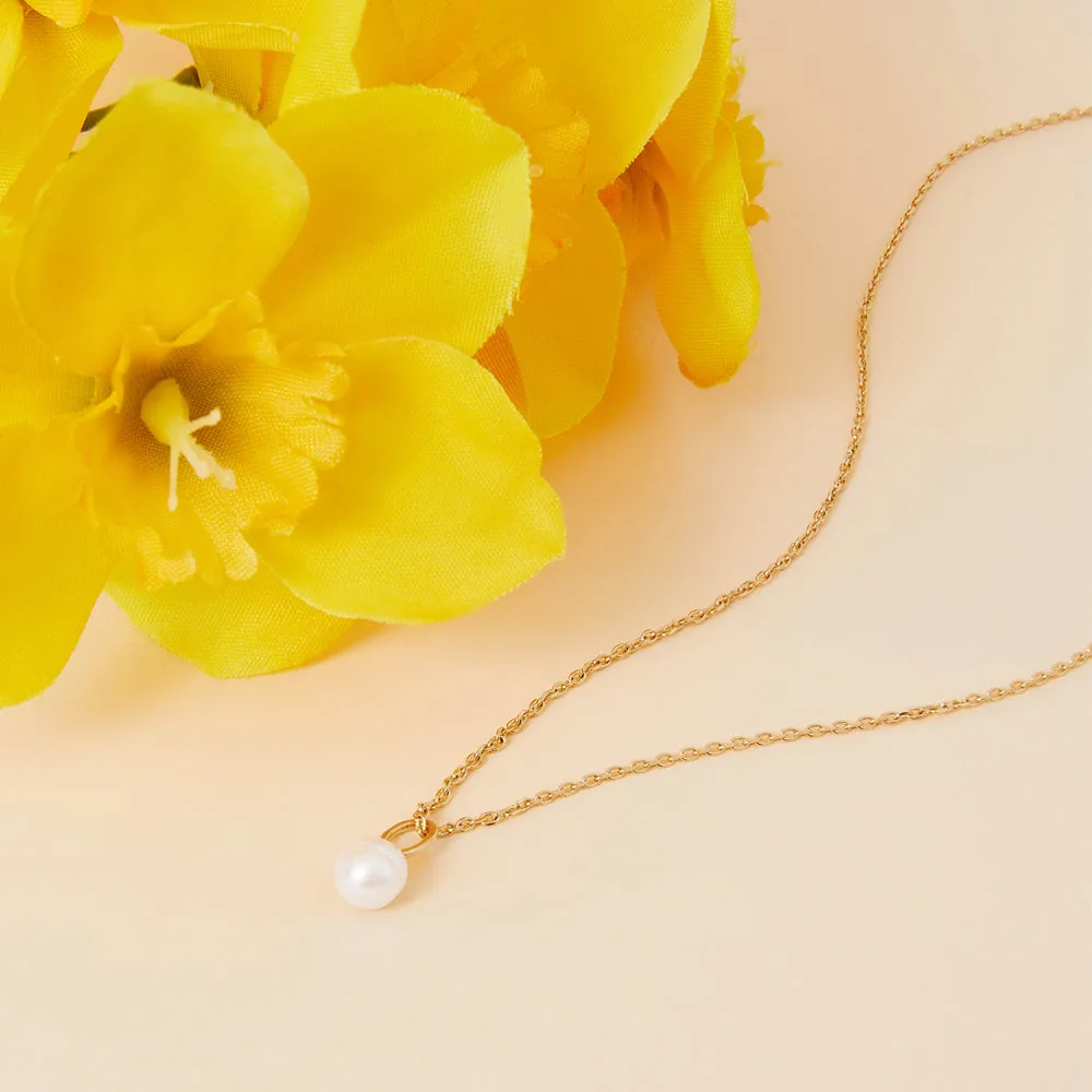 Real Gold Plated Z Delicate Pearl Pendant Necklace