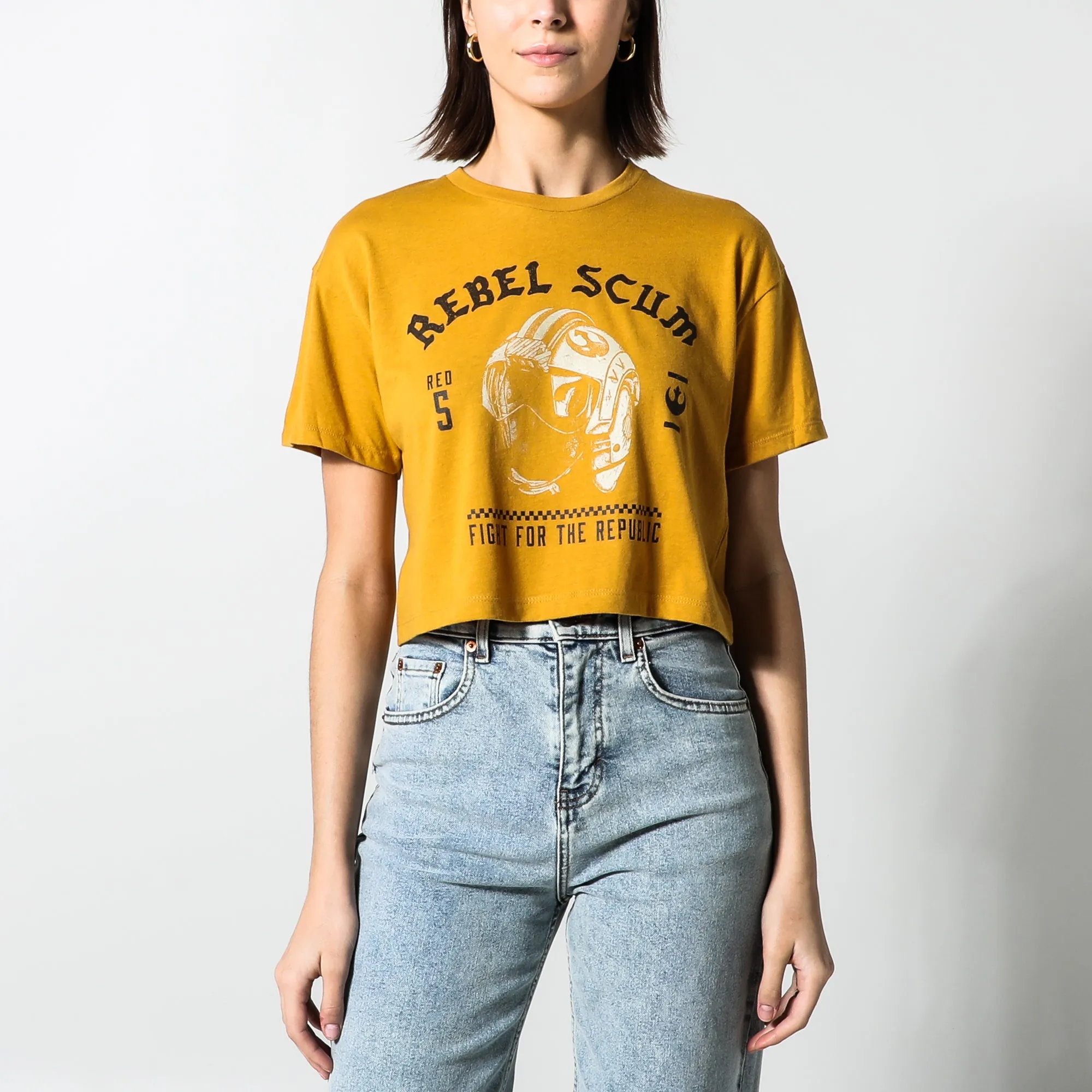 Rebel Scum Pilot Helmet Cropped Gold Tee