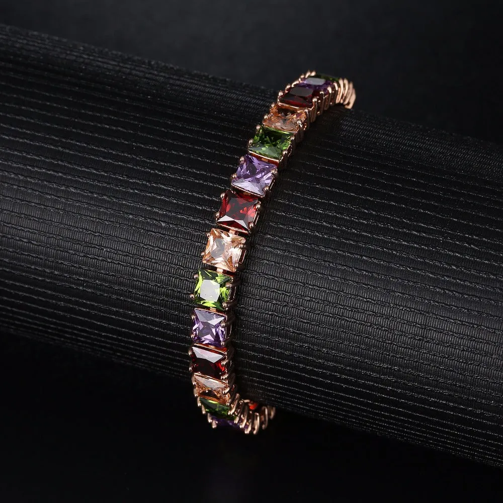 Rose Gold Multi-Color Gemstone Tennis Bracelet  7