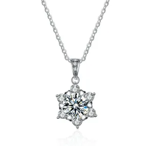 S925 Silver Snowflake Romantic Moissanite Necklace