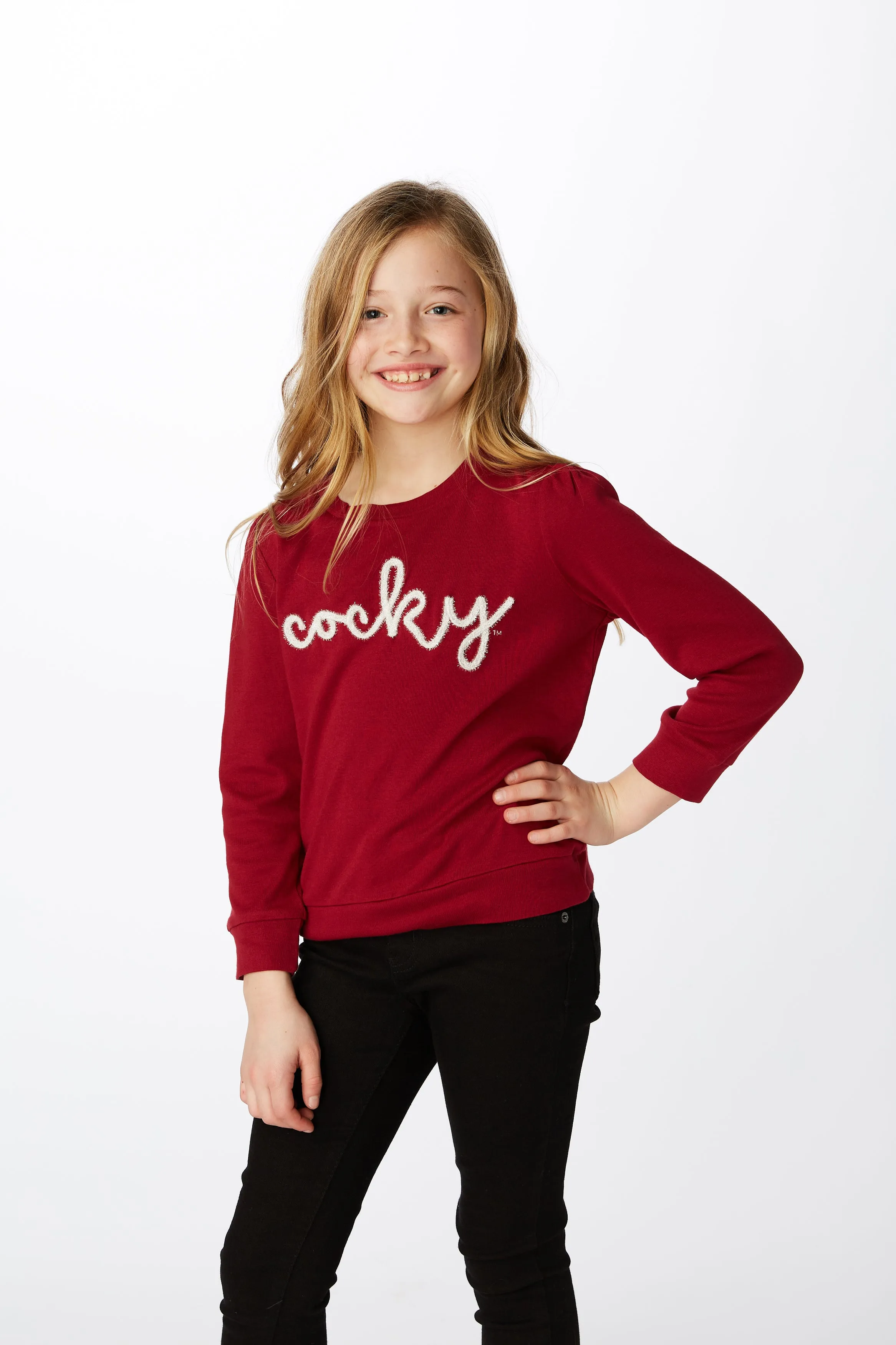 SE Girls Glitter Script Cocky LS-Tee