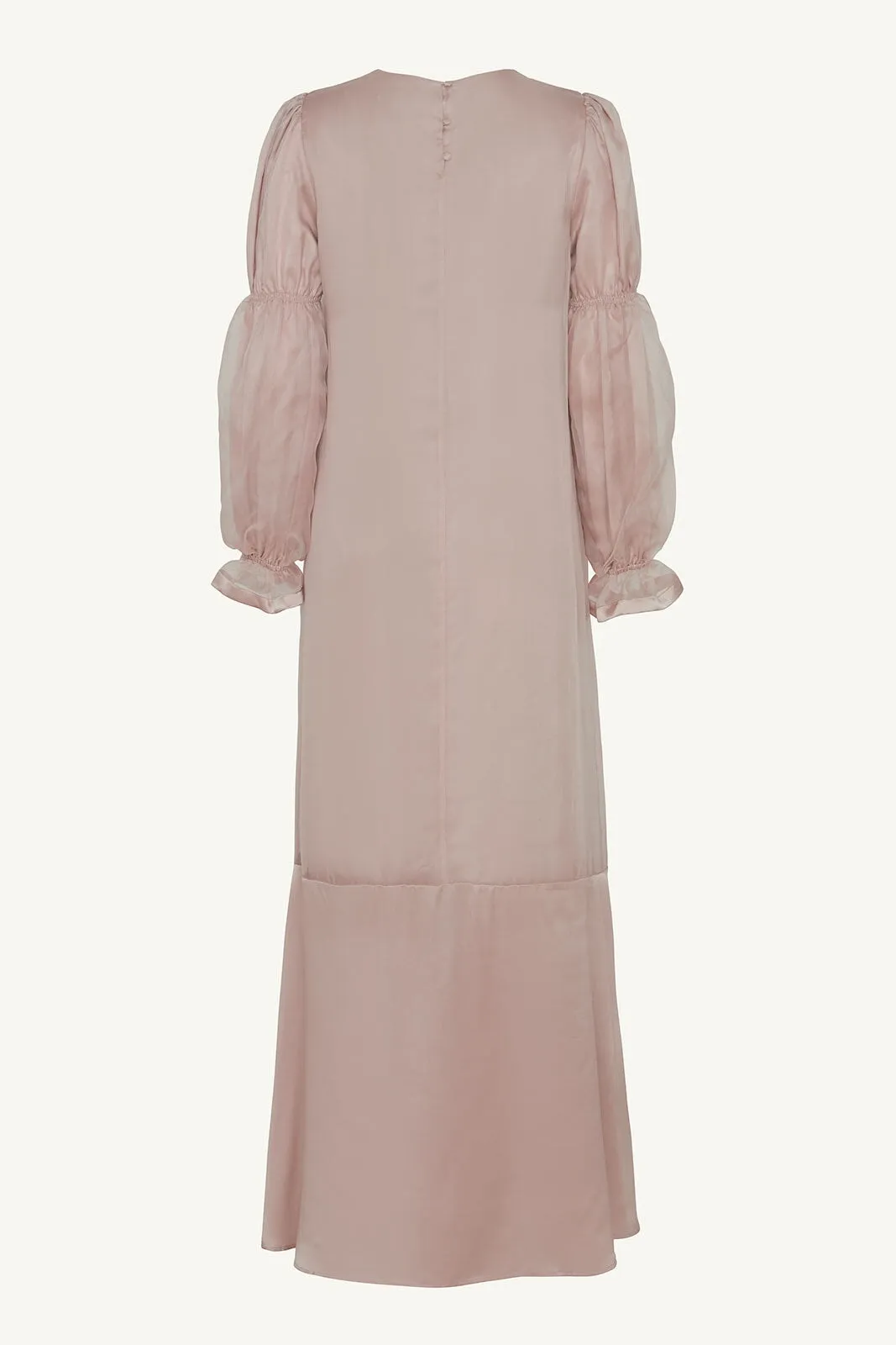 Silk Organza Satin Trim Maxi Dress - Sepia Rose