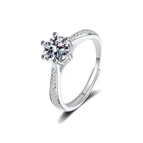 Silver Starlight Six Claw Moissanite Ring