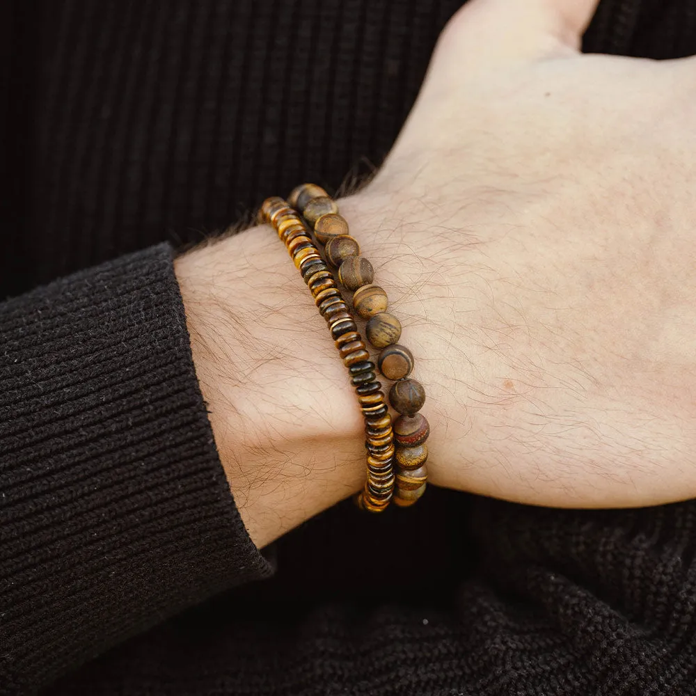 Two Tone Disc Gemstone Bracelet Tiger Eye