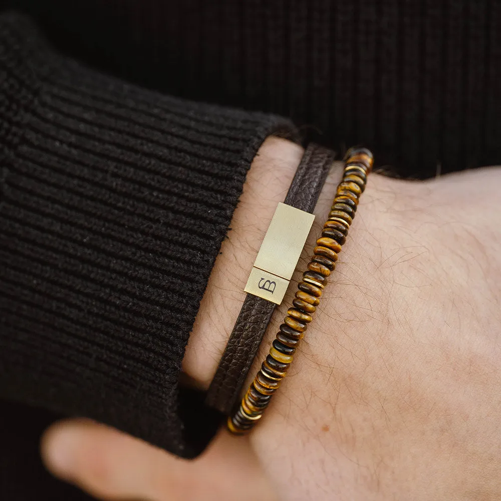 Two Tone Disc Gemstone Bracelet Tiger Eye